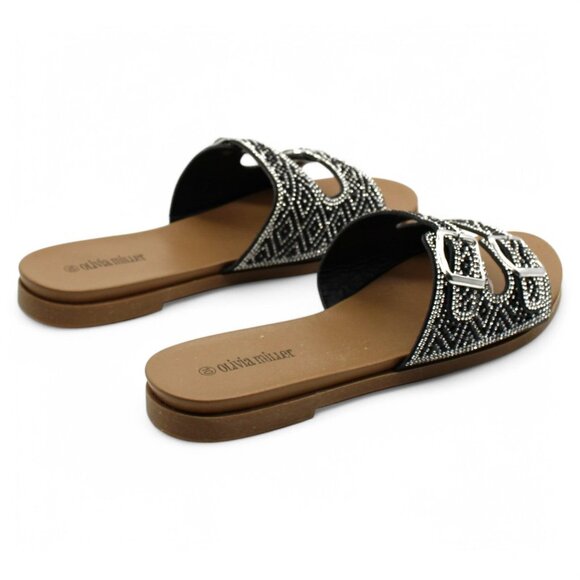 Olivia Miller Kayla Womens Rhinestone Slip on Slide Sandals - Picture 6 of 9